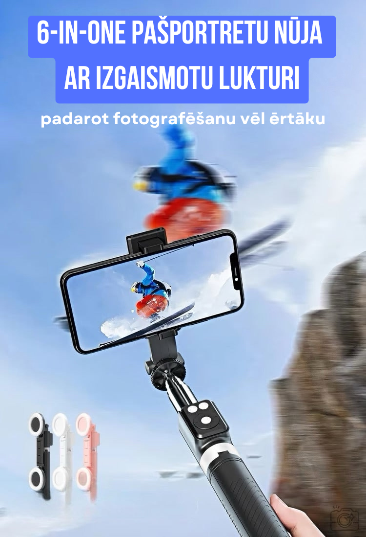 6-in-1 selfiju nūja ar statīvu