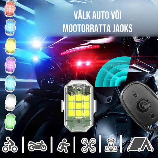 7 krāsu bezvadu LED zibspuldze motocikliem, velosipēdiem un automašīnām