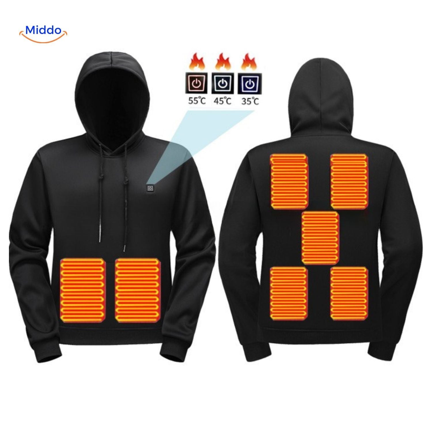 heatpro hoodie zwarte en grijze opties met temperatuurregeling