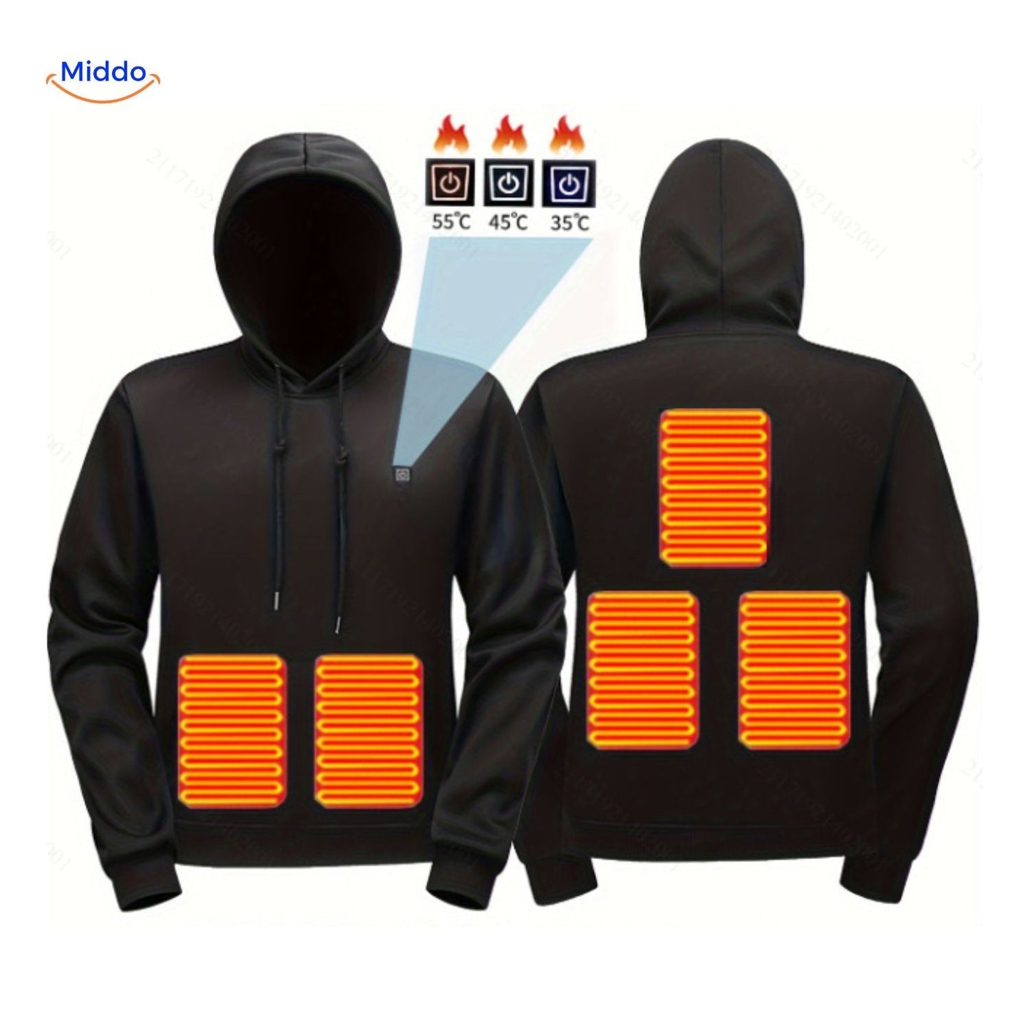 heatpro hoodie zwarte en grijze varianten met warmtepanelen