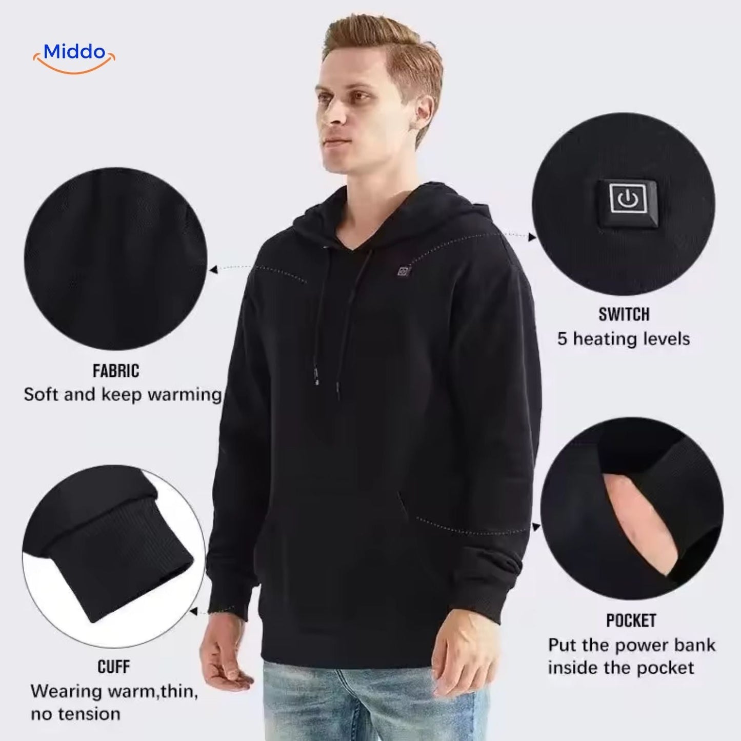 Hoodie | USB apsilde, siltums ārā un elastīgs brīvdienu stils!