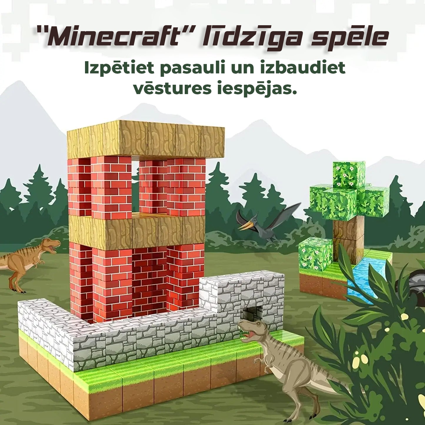 MiniCraft™ Magnētiskās celtniecības kluču komplekts - mācīšanās un radoša spēlēšana