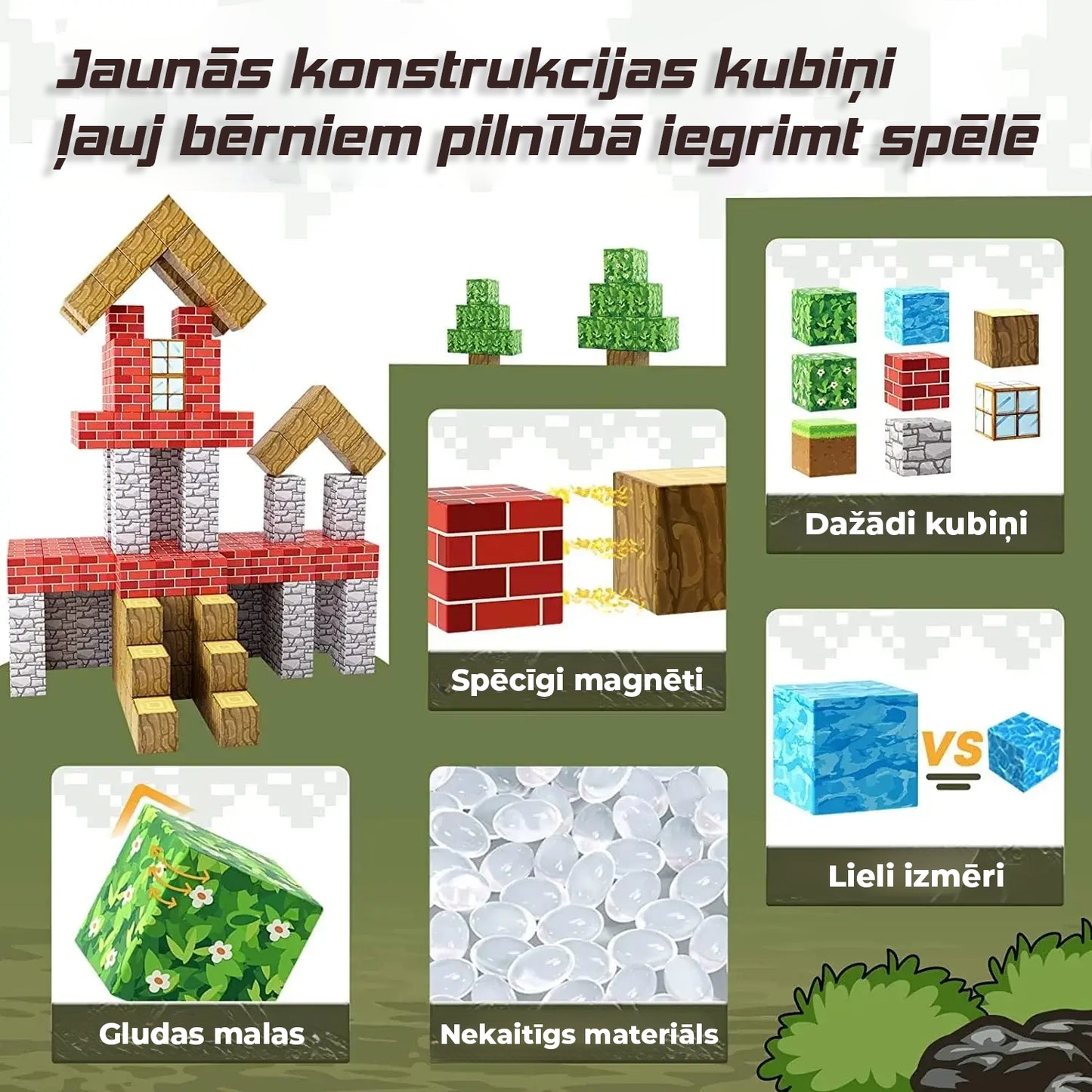 MiniCraft™ Magnētiskās celtniecības kluču komplekts - mācīšanās un radoša spēlēšana