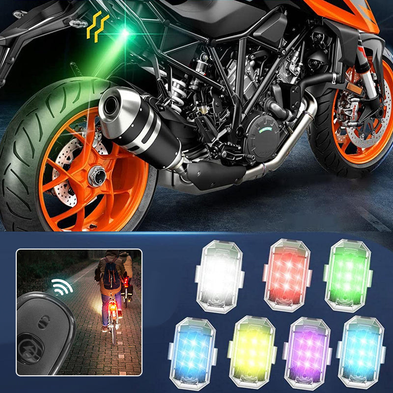 7 krāsu bezvadu LED zibspuldze motocikliem, velosipēdiem un automašīnām