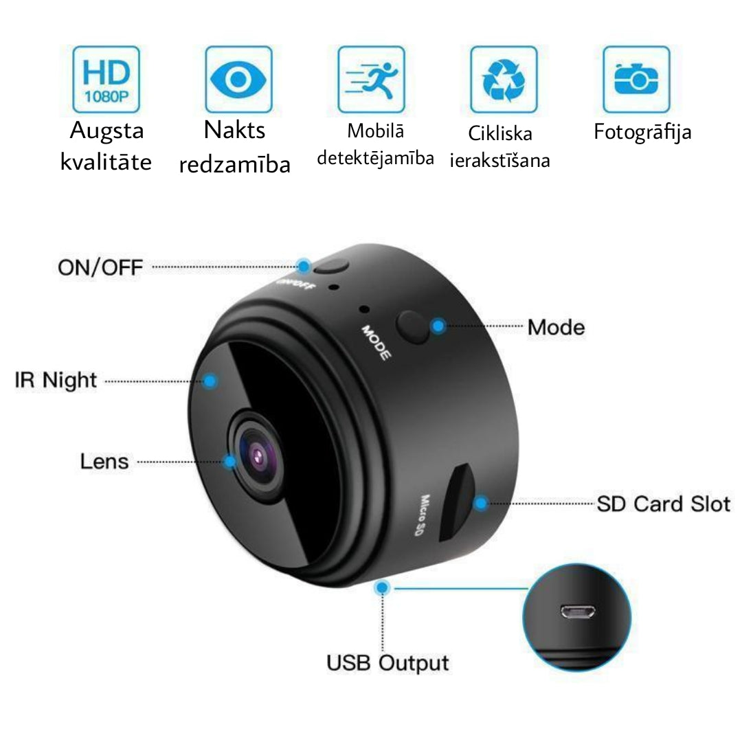 1080p magnētiskā WiFi mini kamera